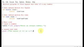python program to find square and cube of a any number