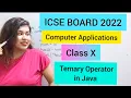 ICSE Class 10 Computer Applications Ternary Operator in java java 2022 Board