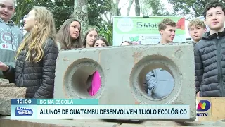 Escola de Guatambu cria tijolo ecológico com alunos do Fundamental
