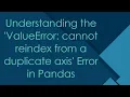Understanding the ValueError cannot reindex from a duplicate axis Error in Pandas