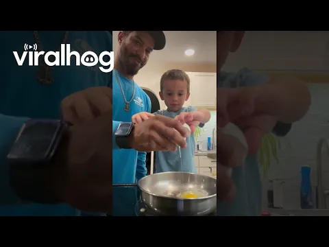 Little Boy Giggles Adorably When Dad Cracks Egg on His Head || ViralHog