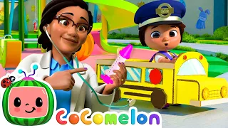 Wheels On The Bus Playground VS Doctor Check Up Song | Cocomelon Mix | Nursery Rhymes \u0026 Kids Songs