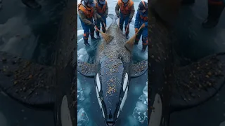 عملية إنقاذ جريئة تنظيف حوت قاتل مغطى بالطفيليات في قلب الجليد حيوانات Shortvideo Animals Fyp 