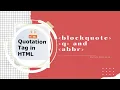 Html Quotations In Hindi Blockquote Abbr Address Cite Bdo Tag Explained In Hindi Urdu
