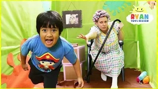 ryan in giant box fort maze grandma obby 