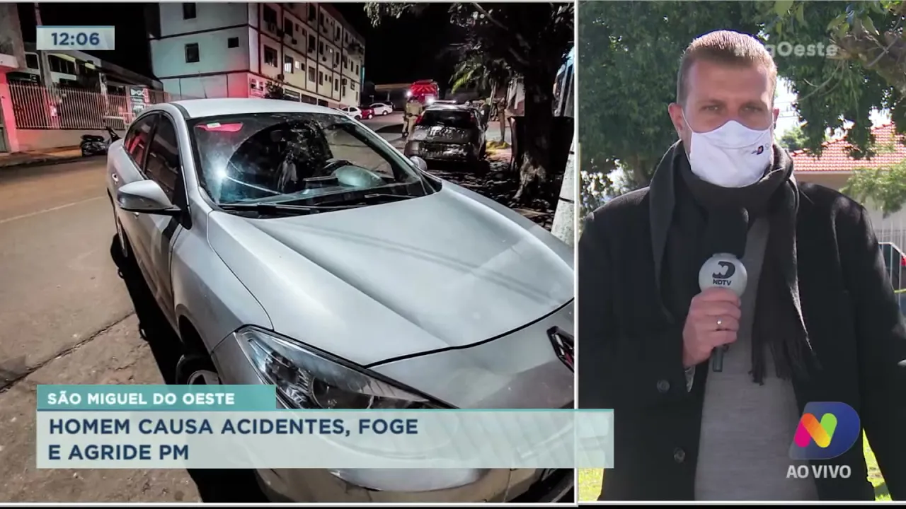 Homem causa acidentes, foge e agride policial no Extremo-Oeste