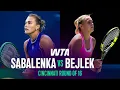 Aryna Sabalenka vs Sara Bejlek 2026 Cincinnati Round of 16 WTA Match Highlights