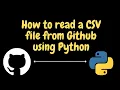 How to read a CSV file from GitHub on Jupyter Notebook