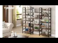 Tribesigns Rustic Triple Wide 5-Shelf Bookcase 5 Tier Etagere Large Open Bookshelf Vintage