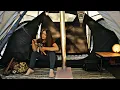Download Lagu Solo rainy Camping: Catch \u0026 Cook trout, Cozy hot tent adventure | ASMR