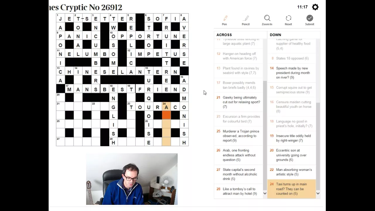 Solving The Times crossword on 19 Dec 2017