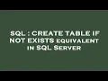 SQL CREATE TABLE IF NOT EXISTS equivalent in SQL Server