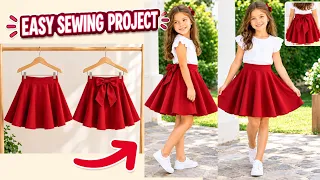 How to Sew a Full Circle Skirt for Kids (Ages 7-8) | No Pattern & Elastic Waist