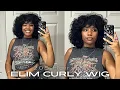 ELIM Curly Wig for Black Women Short Soft Wig with Bangs Heat Resistant Natural Cute Synthetic