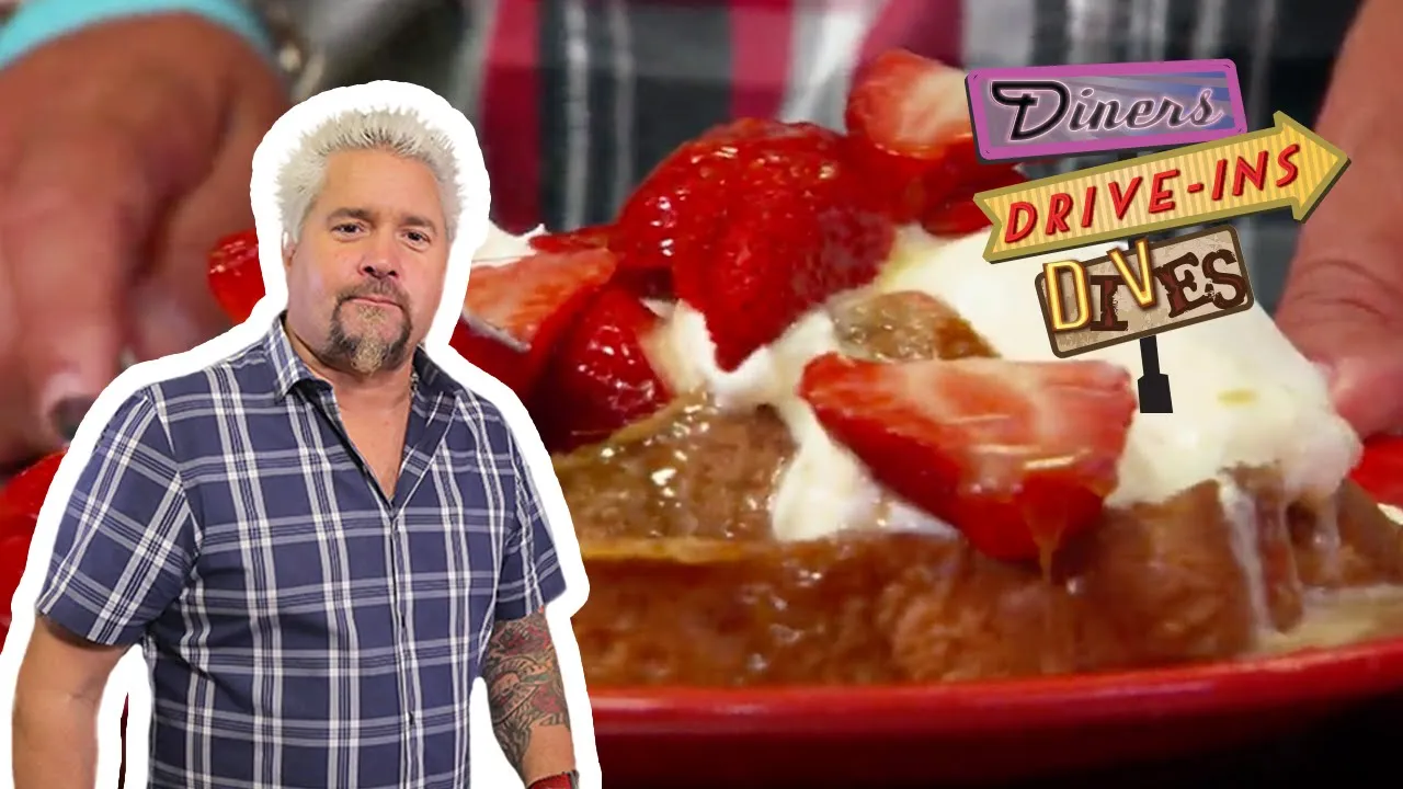 Guy Fieri Eats Creme Brulee French Toast in San Diego   Diners, Drive-Ins and Dives   Food Network