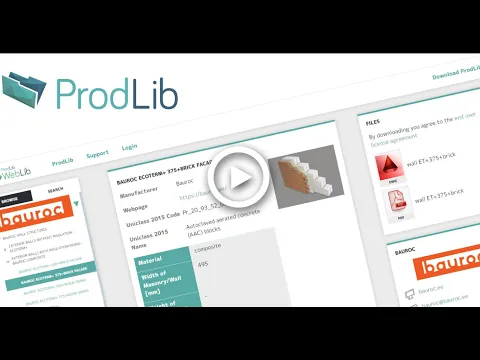 bauroc products in the online BIM catalog ProdLib, tutorial video in English