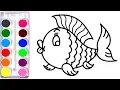 Rainbow Fish Drawing Coloring For Kids - Coloring Pages For Children
