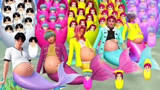 MERMAID SAJA BOYS GIVE BIRTH TO 1,000 BABIES K-POP DEMON HUNTERS 💜 SAKURA School Simulator 