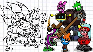ЧТО НАРИСОВАТЬ #01. Зомби против растений и Спрунки. Босс из Капхед. Plants vs. Zombies. Sprunki.