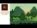 illustrator simple sunset landscape flat design illustrator silhouette flat design landscape