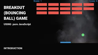Breakout Bouncing Ball Game Pure JavaScript INTRODUCTION