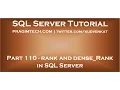 Rank and Dense Rank in SQL Server