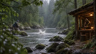 Рыбалка с тремя ночёвками на красивой лесной реке. Живём в избе. Готовка, костёр, баня, поход.