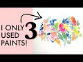 Color Mixing Lesson and Painting with ONLY THREE PAINTS