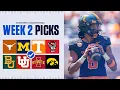 Picks for Top 25 games in College Football Full Week 2 Predictions