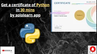 sololearn - Python 3 tutorial course Full Course certificate