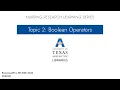 Nursing Research Learning Series Topic 2 Boolean Operators