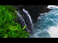 Kauai Waterfall on Ocean Waves Hawaiian Water Sounds for Sleep Relaxation