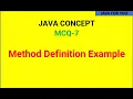 Method Definition in java with example MCQ