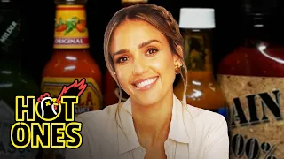 Jessica Alba Applies Lip Gloss While Eating Spicy Wings Hot Ones