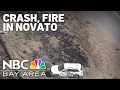 Crash downed power lines fire impact traffic in Novato