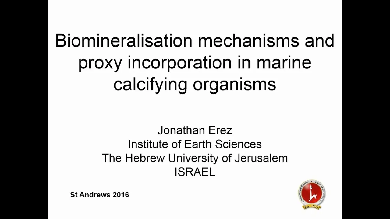 Biomineralization and palaeo-proxy development in foraminifera: Prof Jonathan Erez