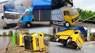 Kecelakaan Truk Adu Banteng Kabin Ringsek dan Mengeluarkan Asap versi miniatur truk
