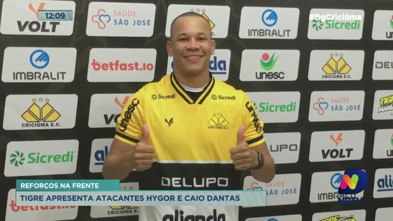 Criciúma apresenta atacantes Hygor e Caio Dantas