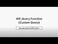 WP Query Function Custom Query - pre