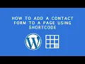 Bluehost Wordpress Tutorial How to add a contact form to a page using short-code
