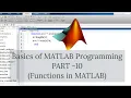 Functions in MATLAB