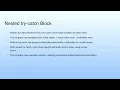 Nested try-catch Block Lecture 26 Demonstration-X