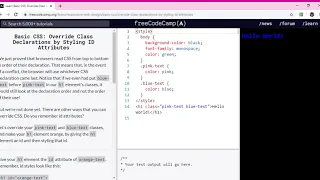 Learn Basic CSS Override Class Declarations by Styling ID Attributes freeCodeCamp org Google Ch