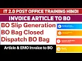 How to invoice article to BO in IT 2 0 Generate BO slip BO account bag close BO bag Dispatch