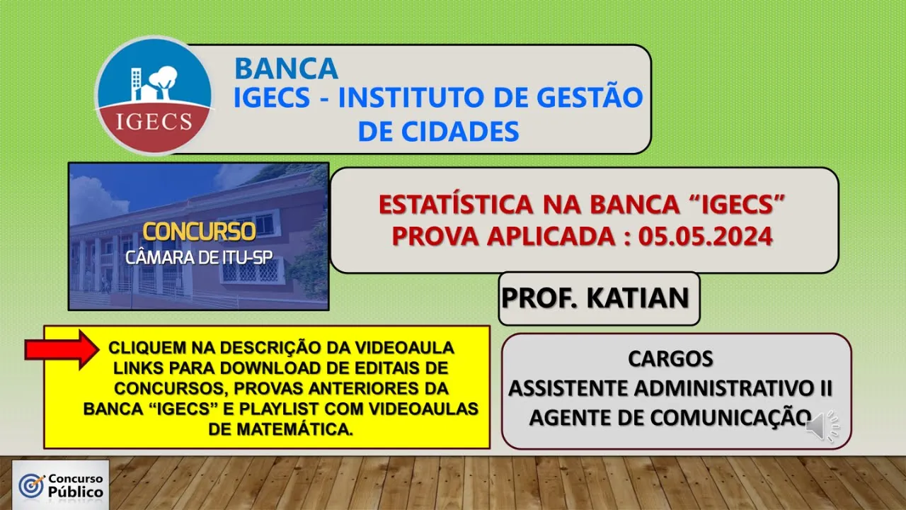 RETORNANDO!!! BANCA IGECS: mudando o perfil! Variância e Desvio Padrão???? Concurso Câmara de Itu/SP