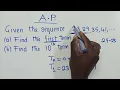 Arithmetic Progression AP find the 1st 10th and nth term