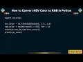 How to Convert HSV Color to RGB in Python