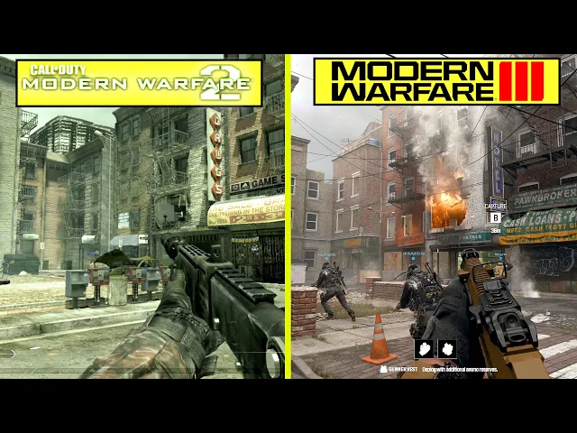 Call of Duty Modern Warfare III 2023 vs 2009 Modern Warfare 2 Skidrow Map Comparison PS5 vs Xbox360