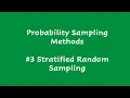 Stratified Random Sampling Probability Sampling Methods