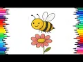 Title Cute Smiling Bee and Flower Coloring Page for Kids Easy Nature Coloring Sheet